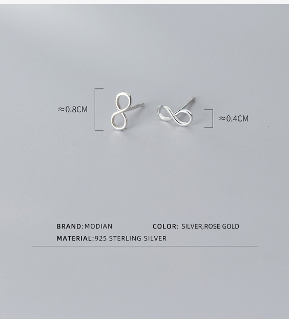 Kolczyk MODIAN z wiecznym symbolem miłości, wykonany z srebra 925 - Wianko - 5