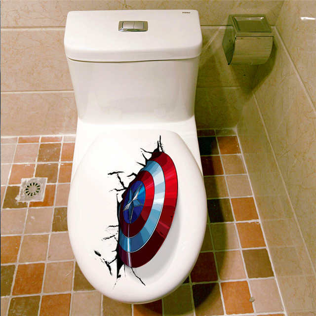 Naklejka ścienno-dekoracyjna 3D Kapitan Ameryka - Tarcza Avengers dla dzieci do pokoju lub toalety - PCV tapeta z plakatem - Wianko - 4