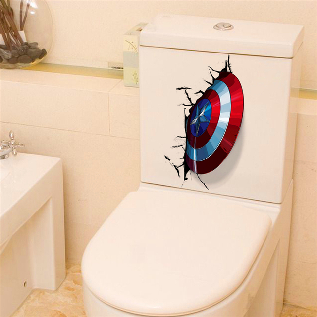 Naklejka ścienno-dekoracyjna 3D Kapitan Ameryka - Tarcza Avengers dla dzieci do pokoju lub toalety - PCV tapeta z plakatem - Wianko - 5