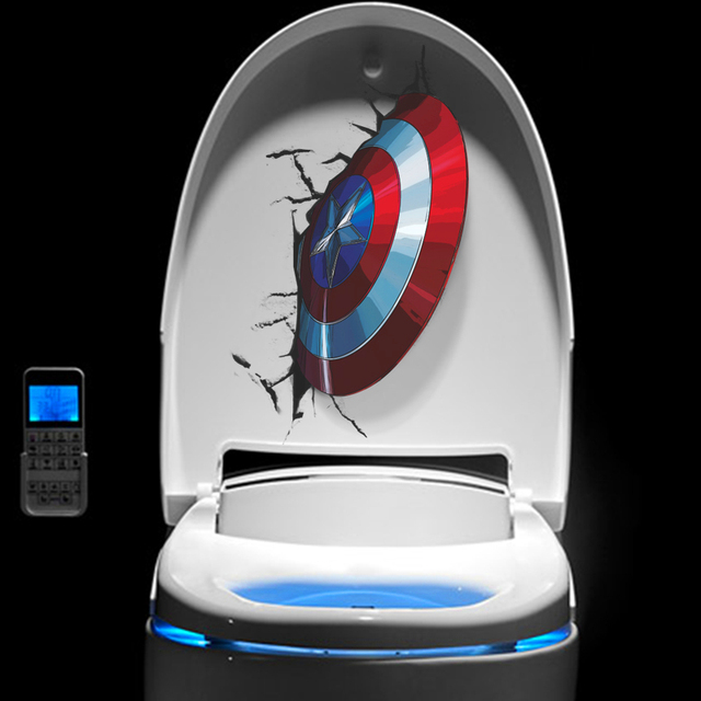 Naklejka ścienno-dekoracyjna 3D Kapitan Ameryka - Tarcza Avengers dla dzieci do pokoju lub toalety - PCV tapeta z plakatem - Wianko - 1