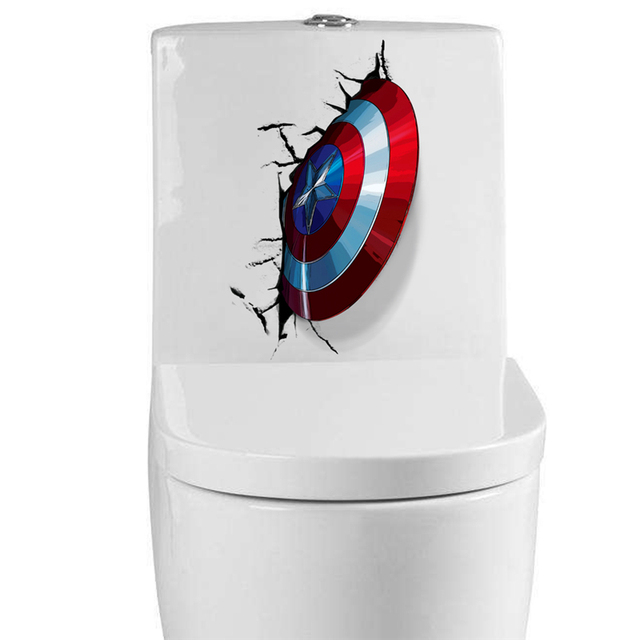 Naklejka ścienno-dekoracyjna 3D Kapitan Ameryka - Tarcza Avengers dla dzieci do pokoju lub toalety - PCV tapeta z plakatem - Wianko - 2