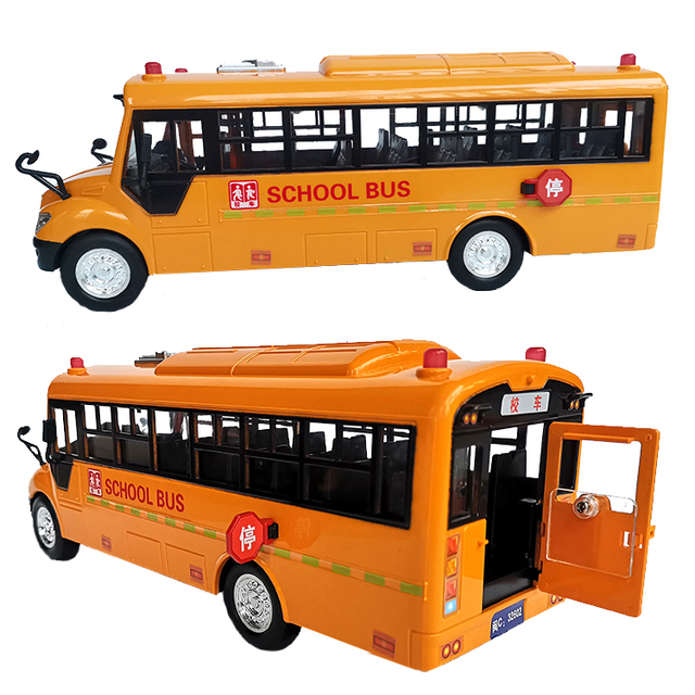 Autobus zabawka inercyjna szkolny model 4 styli muzyka światła dla chłopców prezent świąteczny - Wianko - 6