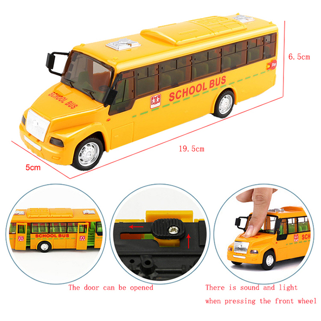 Autobus zabawka inercyjna szkolny model 4 styli muzyka światła dla chłopców prezent świąteczny - Wianko - 13
