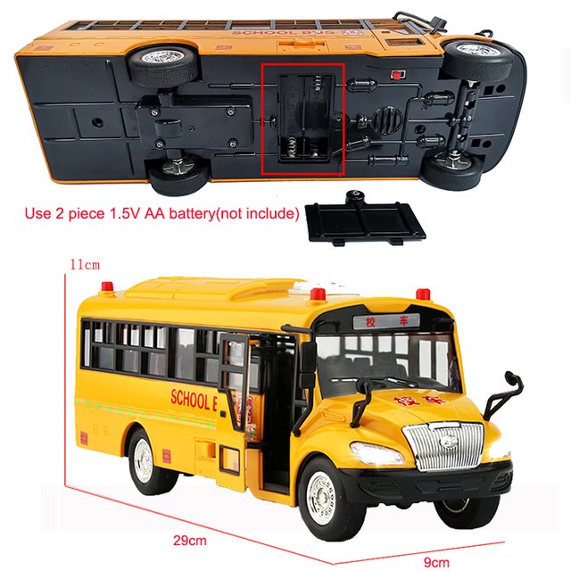 Autobus zabawka inercyjna szkolny model 4 styli muzyka światła dla chłopców prezent świąteczny - Wianko - 9