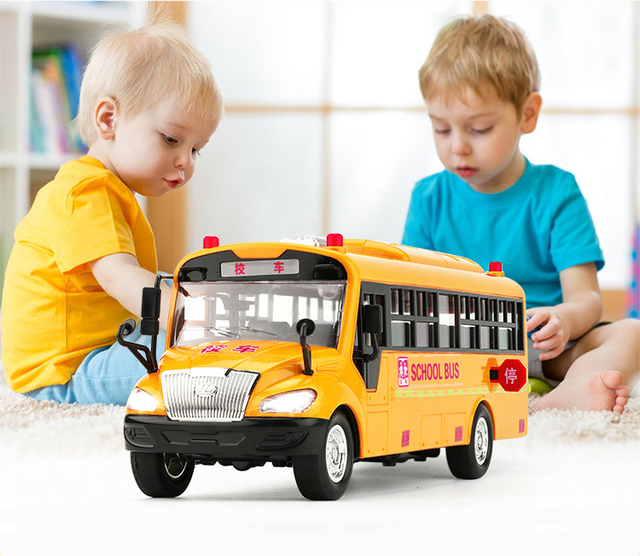 Autobus zabawka inercyjna szkolny model 4 styli muzyka światła dla chłopców prezent świąteczny - Wianko - 1