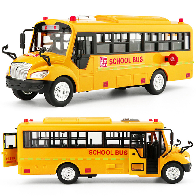 Autobus zabawka inercyjna szkolny model 4 styli muzyka światła dla chłopców prezent świąteczny - Wianko - 4