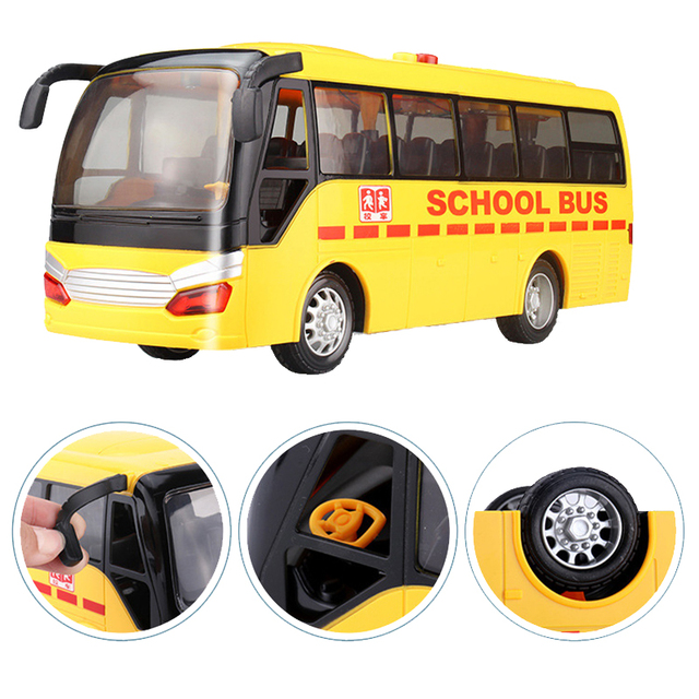 Autobus zabawka inercyjna szkolny model 4 styli muzyka światła dla chłopców prezent świąteczny - Wianko - 22