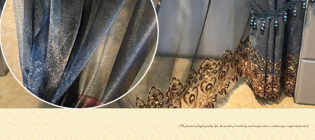 Zasłona dekoracyjna Retro w stylu europejskim, flokowany brązujący żakard w salonie, sypialni lub na ślub - Wianko - 23