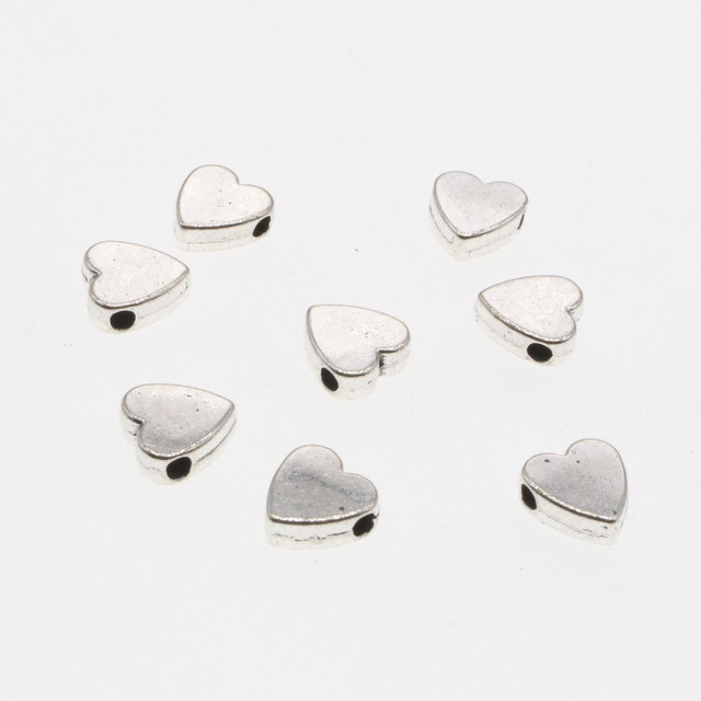 30 sztuk antycznych srebrnych koralików serca - spacer luźne koraliki 8mm na bransoletki i naszyjniki - zestaw do tworzenia biżuterii - Wianko - 2