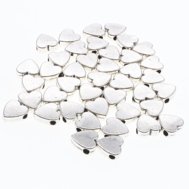 30 sztuk antycznych srebrnych koralików serca - spacer luźne koraliki 8mm na bransoletki i naszyjniki - zestaw do tworzenia biżuterii - Wianko - 1