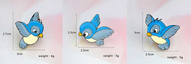 Broszka emaliowany niebieski ptak pin Cartoon latający flodling zwierząt dla dzieci do kurtki z zamkiem Denim koszula prezent odznaka (3 szt./zest.) - Wianko - 2