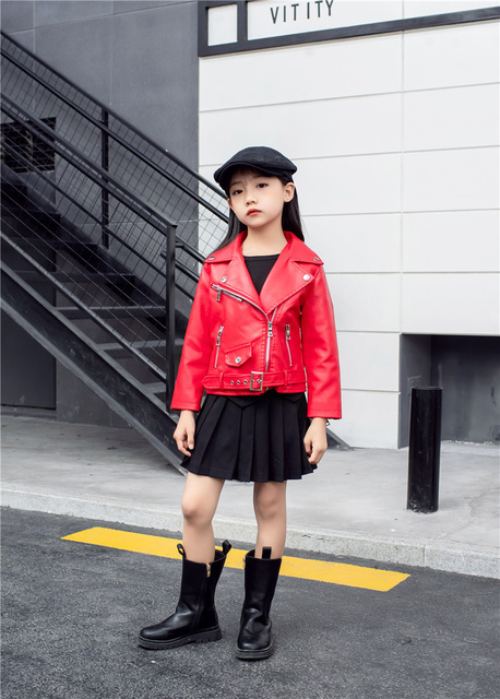 Dziewięciomiesięczna dziewczęca motocyklowa skórzana kurtka dziecięca, wiosna/jesień 2022, nowa koreańska wersja wiatrówki dziecięcej - Wianko - 6