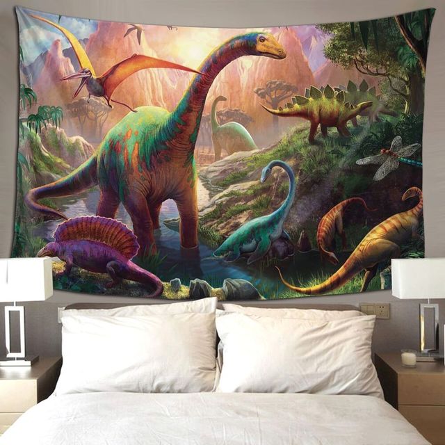 Dywanik-gobelin z motywem dinozaurów w stylu hippie jako dekoracja ściany lub narzuta na łóżko do sypialni - Wianko - 5