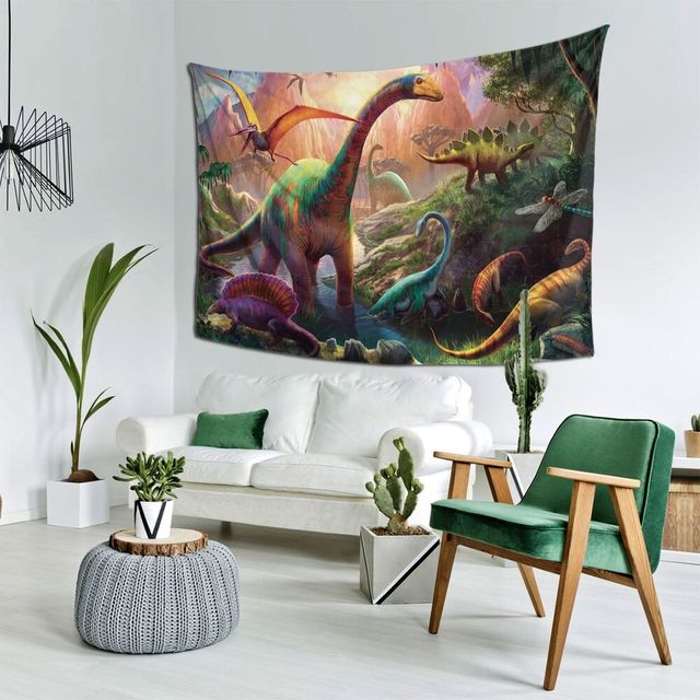 Dywanik-gobelin z motywem dinozaurów w stylu hippie jako dekoracja ściany lub narzuta na łóżko do sypialni - Wianko - 2