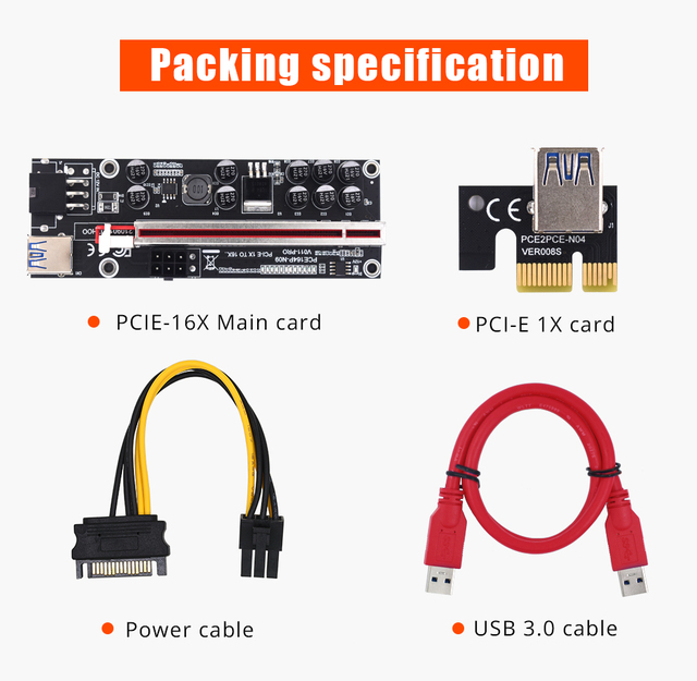 Karta rozszerzająca PCIe TISHRIC VER011-Pro - 1-10 sztuk, z kondensatorami USB 3.0, dla kart graficznych GPU - Wianko - 13