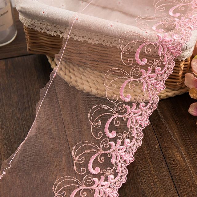15cm aplikacja koronkowa haftowany kwiat różowy na tkaninę kołnierz i przycinanie Diy bielizna biustonosz spódniczka krawieckie materiały - Wianko - 3