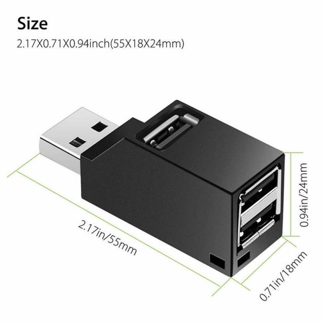 Mini Splitter Box 3w1 USB 3.0 HUB Adapter Extender - Przenośne rozdzielacze USB z 3 portami dla PC, laptopów, Macbooków, oraz telefonów komórkowych dla szybkiego odczytu dysku U - Wianko - 11