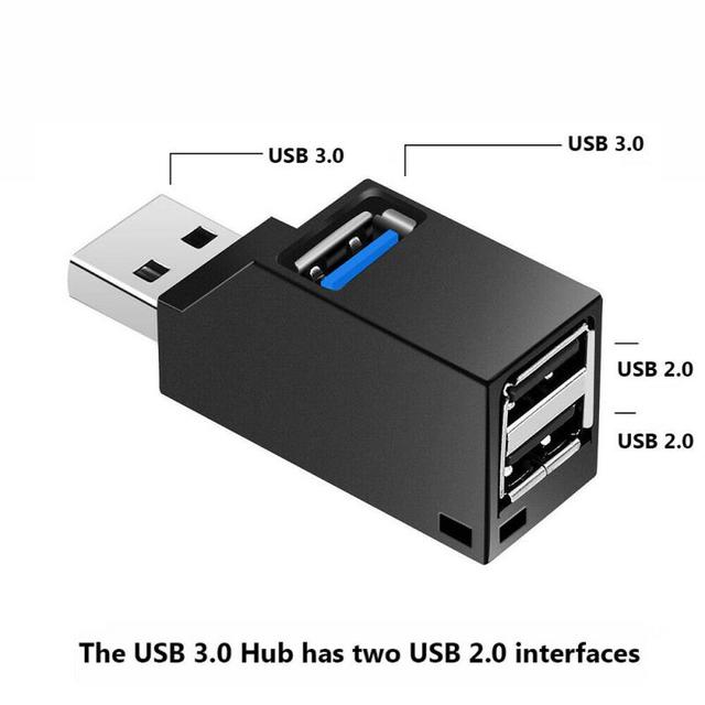 Mini Splitter Box 3w1 USB 3.0 HUB Adapter Extender - Przenośne rozdzielacze USB z 3 portami dla PC, laptopów, Macbooków, oraz telefonów komórkowych dla szybkiego odczytu dysku U - Wianko - 4