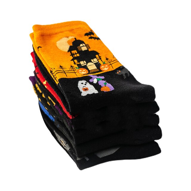 Skarpety turystyczne Halloweenowe z nadrukiem, zmywalne, elastyczne, wygodne damskie skarpetki z bawełny ED889 - Wianko - 3