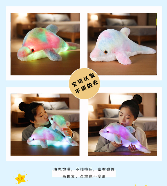 Poduszka delfin Luminous - pluszowa zabawka morskie stworzenie z podświetleniem - prezent urodzinowy dla dzieci, dziewczynki - Rainbow lalka - Wianko - 11