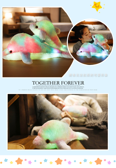 Poduszka delfin Luminous - pluszowa zabawka morskie stworzenie z podświetleniem - prezent urodzinowy dla dzieci, dziewczynki - Rainbow lalka - Wianko - 12