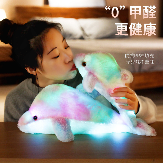 Poduszka delfin Luminous - pluszowa zabawka morskie stworzenie z podświetleniem - prezent urodzinowy dla dzieci, dziewczynki - Rainbow lalka - Wianko - 5