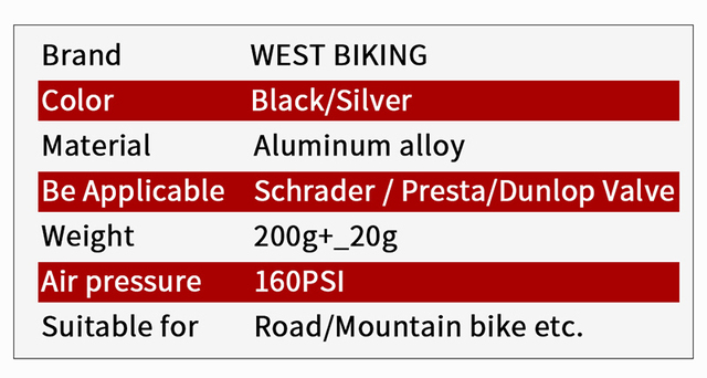 Pompa rowerowa wysokociśnieniowa WEST BIKING Bomba De Bicicleta MTB AV/FV 160 PSI - Wianko - 32