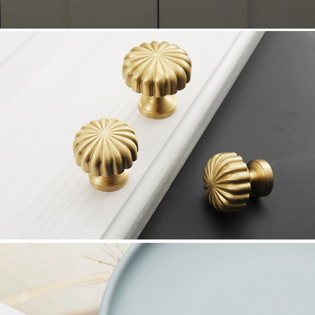 Mosiężne złote uchwyty do szafek - okrągłe, solidne, styl vintage, idealne do renowacji i poprawy wnętrza domu - Wianko - 7