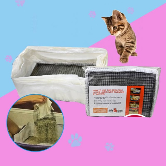 Filtr wielokrotnego użytku dla kuwetki kota z wkładkami elastycznymi i torbą z piaskiem, zapewniający higienę i wygodę dla zwierząt domowych - Wianko - 2