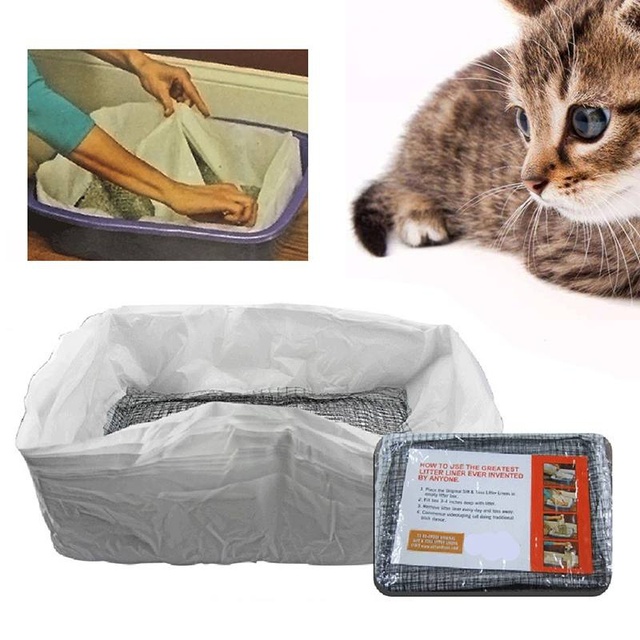 Filtr wielokrotnego użytku dla kuwetki kota z wkładkami elastycznymi i torbą z piaskiem, zapewniający higienę i wygodę dla zwierząt domowych - Wianko - 1