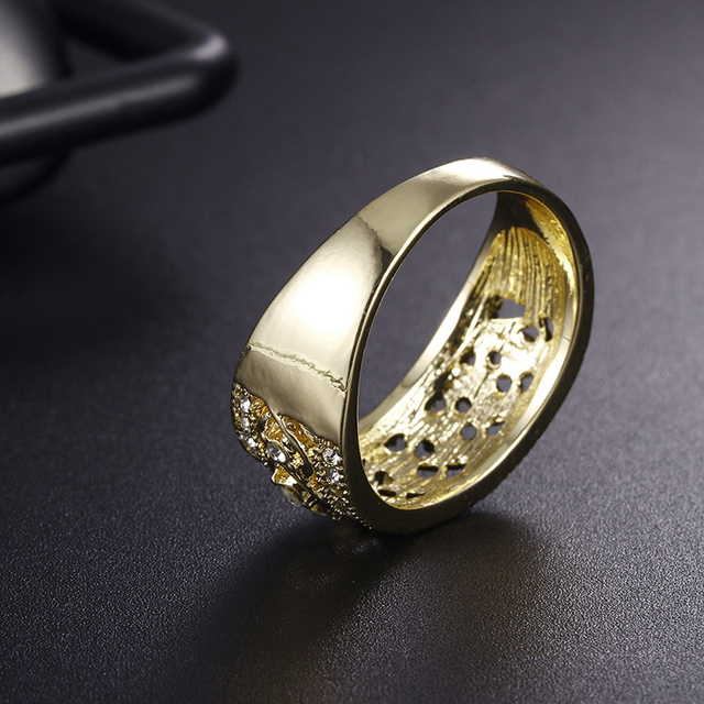 Pierścień damska żółte złoto dwukolorowy z przodu pusty w kształcie liny z okrągłym białym cyrkonem, prezent na rocznicę - Wianko - 16