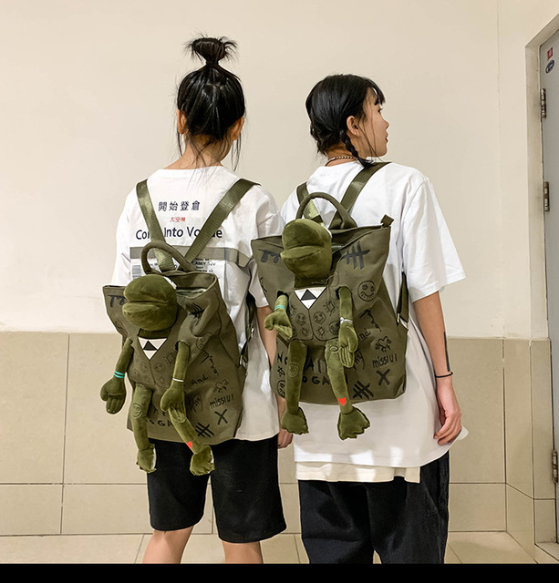 Uniwersalny plecak wspinaczkowy z dużą pojemnością - płótno, Graffiti, żaba - Wianko - 8