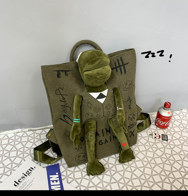 Uniwersalny plecak wspinaczkowy z dużą pojemnością - płótno, Graffiti, żaba - Wianko - 23