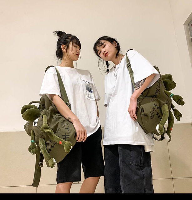 Uniwersalny plecak wspinaczkowy z dużą pojemnością - płótno, Graffiti, żaba - Wianko - 10