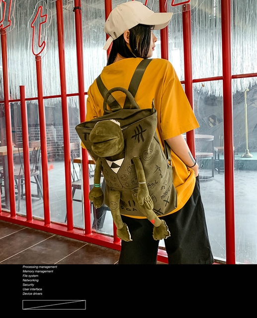 Uniwersalny plecak wspinaczkowy z dużą pojemnością - płótno, Graffiti, żaba - Wianko - 18