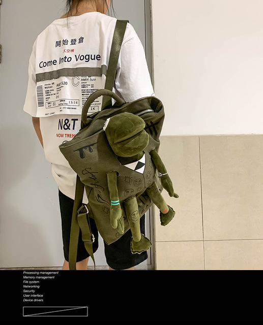 Uniwersalny plecak wspinaczkowy z dużą pojemnością - płótno, Graffiti, żaba - Wianko - 13