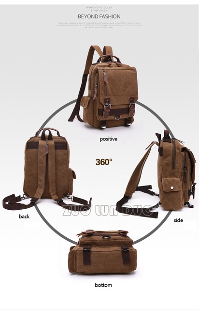 Plecak torba szkolna unisex zabytkowa marki DB52, wykonana z wysokiej jakości płótna - Wianko - 9