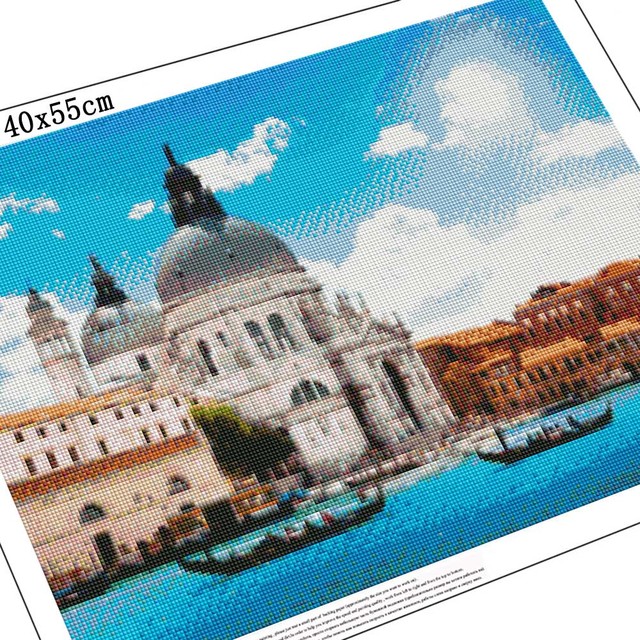 Wenecja - sceneria miasta - 5D DIY diamentowe malarstwo - krajobraz miejski z budynkami - mozaika haft - wystrój pokoju - prezent - Wianko - 1