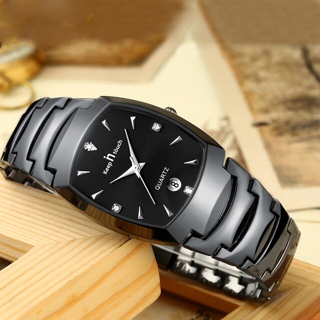 Zegarek męski luksusowy ze stali nierdzewnej, kwadratowy, wodoodporny, z datownikiem - Wianko - 1