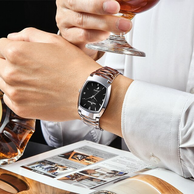 Zegarek męski luksusowy ze stali nierdzewnej, kwadratowy, wodoodporny, z datownikiem - Wianko - 5