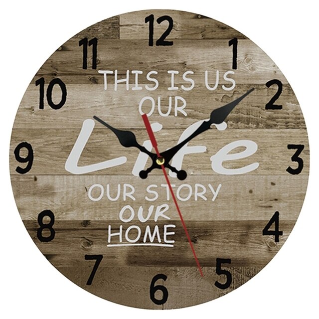 Nie-tykający rustykalny zegar ścienny w wiejskim stylu drewnianej ściany zegar do kuchni domowej - Wianko - 9