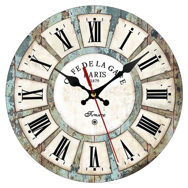 Nie-tykający rustykalny zegar ścienny w wiejskim stylu drewnianej ściany zegar do kuchni domowej - Wianko - 7