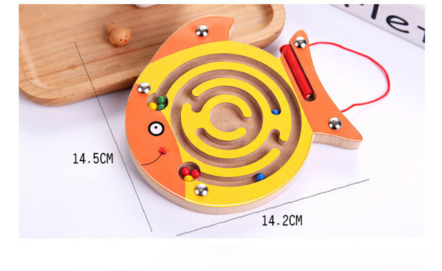 Drewniana łamigłówka labiryntowa dla dzieci z magnetycznym piórem - edukacyjne puzzle z cartoonowymi zwierzętami - Wianko - 13