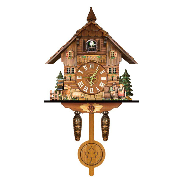 Drewniany zegar ścenny z kukułką w stylu retro: czarny las GQ - Wianko - 11