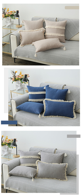 Bawełniana poszewka na poduszkę z pomponem w prostym wzornictwie Nordic Home Decor - Wianko - 3