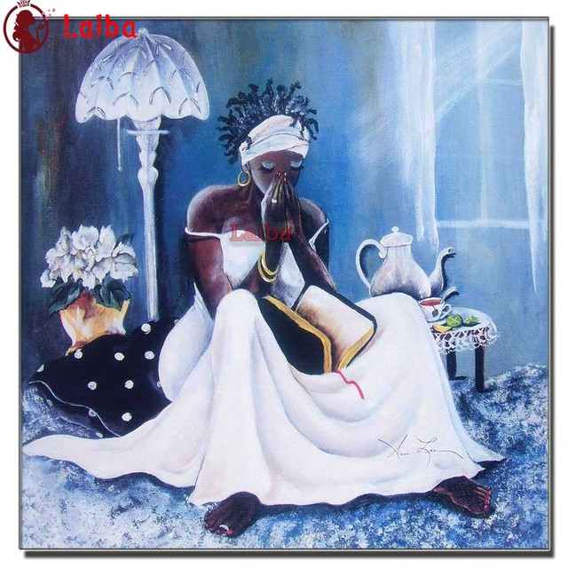 Obraz diamentowej mozaiki: Afrykańska czarna kobieta - portret DIY, pełna kwadratowa okrągła haftowana mozaika diamentowa - Wianko - 4