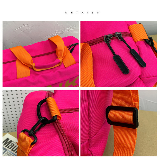 Torba podróżna Fitness plecak damska - różowy, dużej pojemności, z workami na buty, sucha/mokra separacja - Wianko - 3