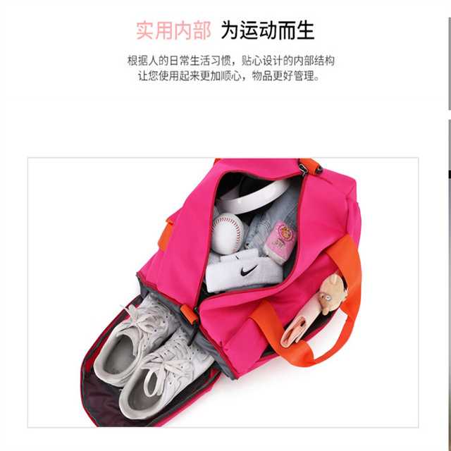 Torba podróżna Fitness plecak damska - różowy, dużej pojemności, z workami na buty, sucha/mokra separacja - Wianko - 5