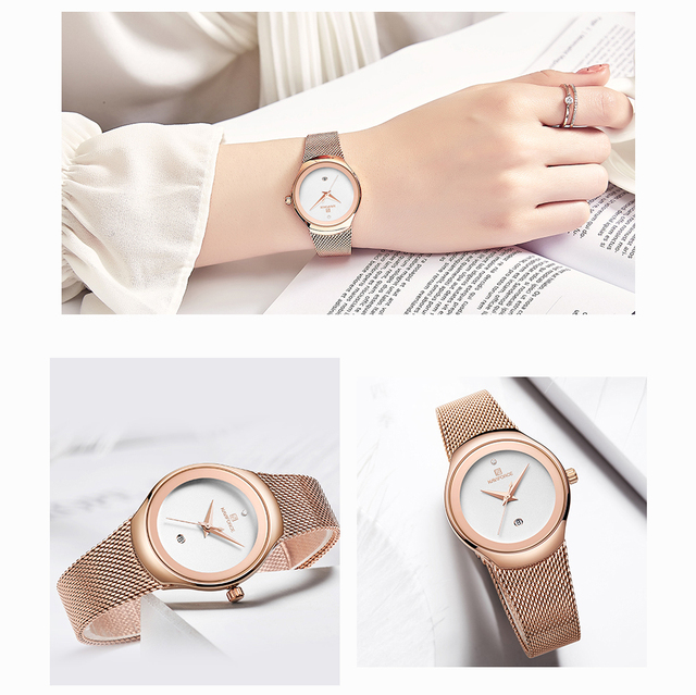 NAVIFORCE Luksusowy zegarek dla kobiet z bransoletą ze stali nierdzewnej - moda damskiego kwarcowego zegarka na rękę Relogio Feminino - Wianko - 8