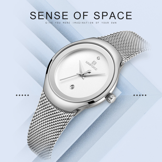 NAVIFORCE Luksusowy zegarek dla kobiet z bransoletą ze stali nierdzewnej - moda damskiego kwarcowego zegarka na rękę Relogio Feminino - Wianko - 1